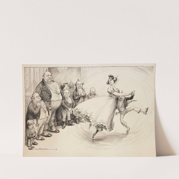 A pretty young woman representing the United States (Columbia) dances unhappily with a short man, possibly President Theodore Roosevelt (1903) by William Henry Walker