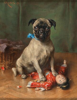 A Pug with a Japanese Doll (1898)