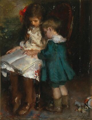 A Reading Lesson, Two Siblings