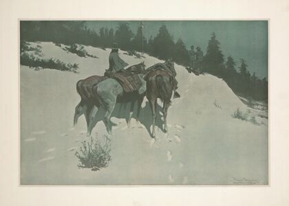 A Reconnaissance a Cavalry Officer with his White Scout Viewing Hostile Indian Country by Moonlight (1905)