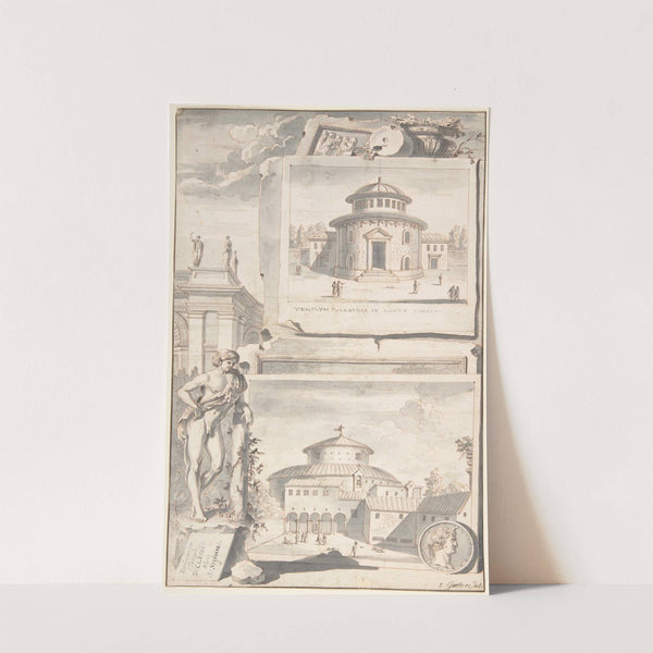 A Reconstruction of the Temple of Divus Claudius in Monte Coelio (above) and a View of the Ruins (below) by Jan Goeree