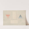 A red triangle pointing downwards, a blue triangle pointung upwards, and two floating rectangles by David Humbert de Superville
