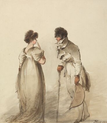 A Regency Pair: Man with Walking Stick