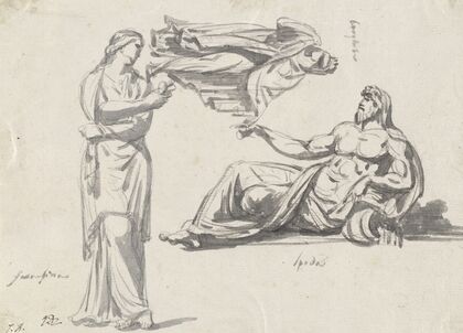 A River God and Two Classical Sculptures