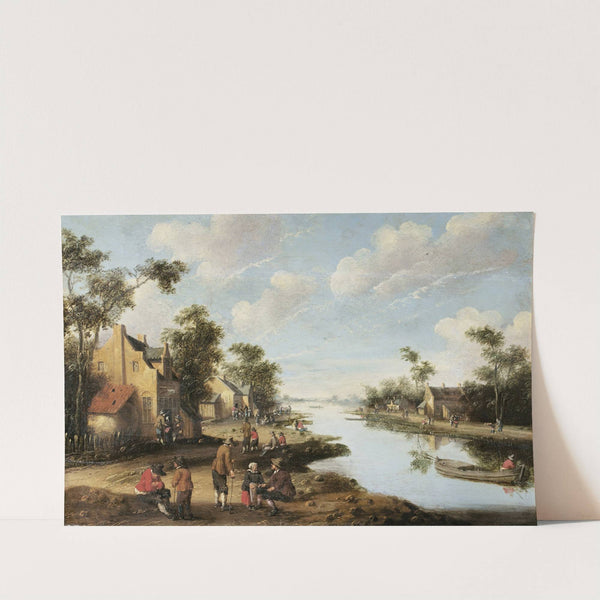 A River Landscape With Figures Resting Near An Inn (1662) by Joost Cornelisz Droochsloot