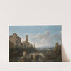 A river landscape with ruins of an aqueduct by César Van Loo
