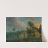 A river landscape with travellers by Lucas van Uden