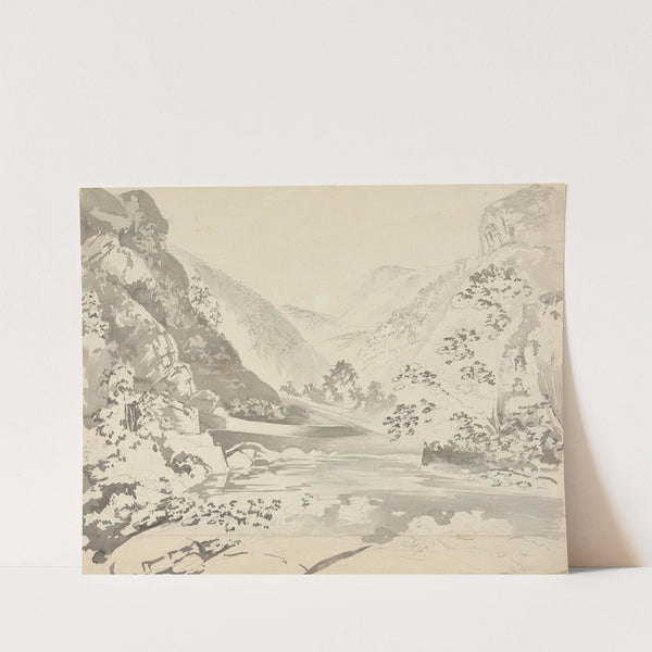A River Scene with Mountains in the Background by Samuel Davis