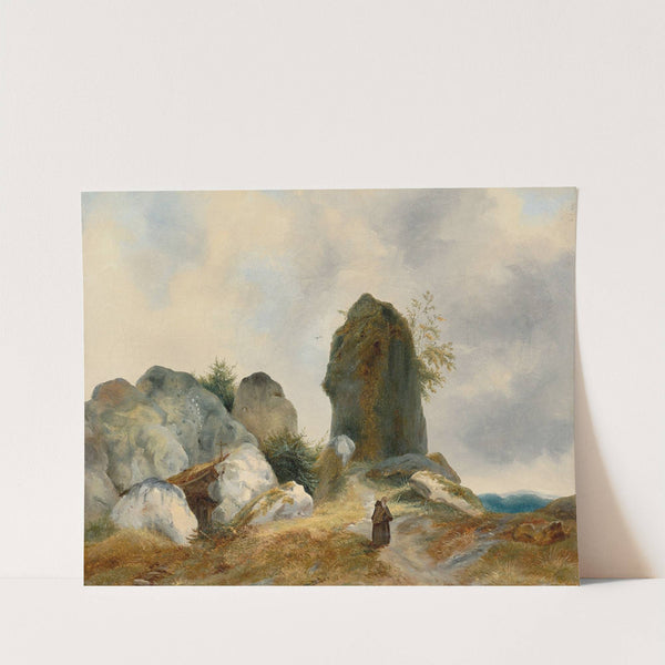A Rocky Landscape with a Hermit by Carl Blechen