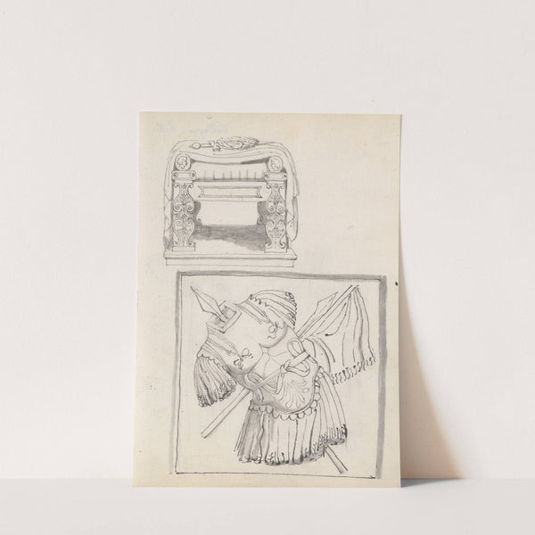 A Roman Throne, Palazzo Mattei, and Spoils of War at Palazzo Altieri, Rome by John Flaxman