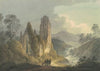 A Ruined Abbey by a Waterfall