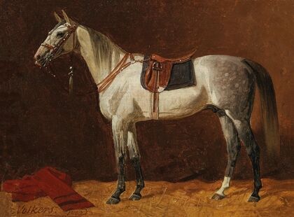A Saddled White Horse in a Stable (1903)