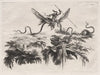 A Savage mounted on a winged Serpent battling with a wild beast resembling a Porcupine (1769)
