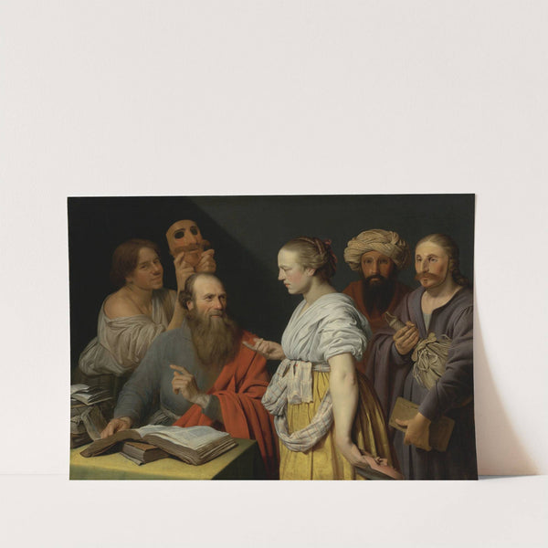 A Scholar In His Study With Figures With Masks, Possibly An Allegory by Willem van der Vliet