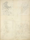 A seated man; Two figures and a sheep; Mother and child; Three figures, half length