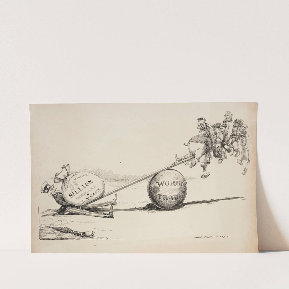 A see-saw with world trade as the fulcrum (1902) by William Henry Walker
