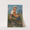 A Shepherd Girl Before A Coastal Landscape, by Ernst Payer