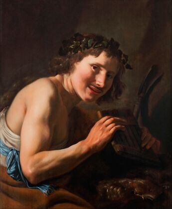 A shepherd holding Pan’s pipe