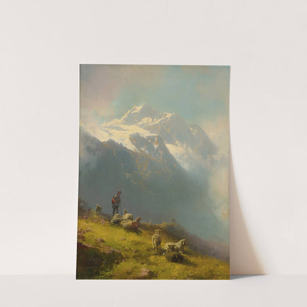 A  Shepherd With His Flock by Hermann Ottomar Herzog