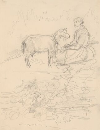 A shepherdess with a goat