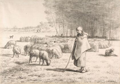 A Shepherdess with Her Flock