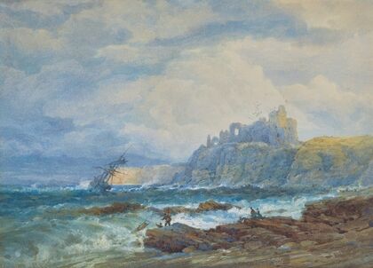 A ship in distress off Tantallon Castle, Scotland (1868)