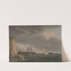 A Ship Running into Harbour with Other Craft at a Jetty by Thomas Whitcombe