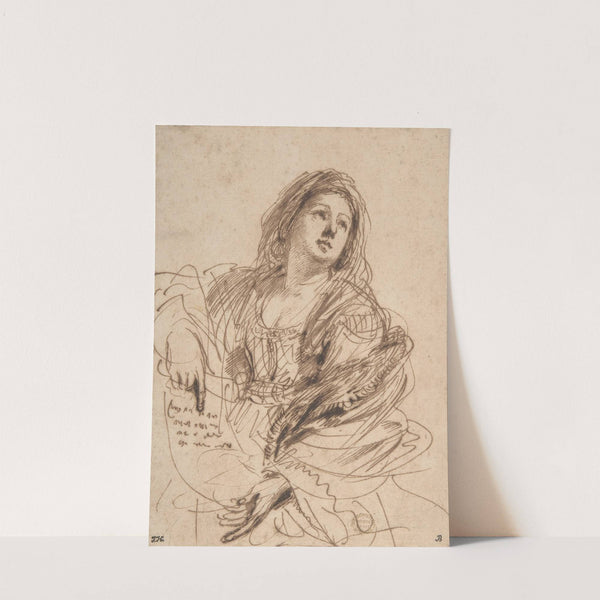 A Sibyl Holding a Scroll (Study for the Cimmerian Sibyl) by Guercino