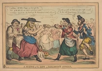 A sketch of the row in Parliament Street. (1829)