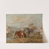 A sketch of two cows in a landscape by William Huggins