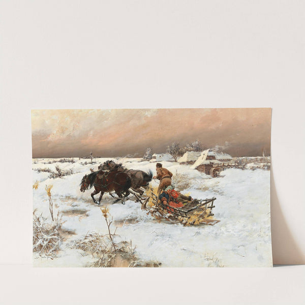 A Sleigh Ride in Winter (1890) by Jaroslav Věšín
