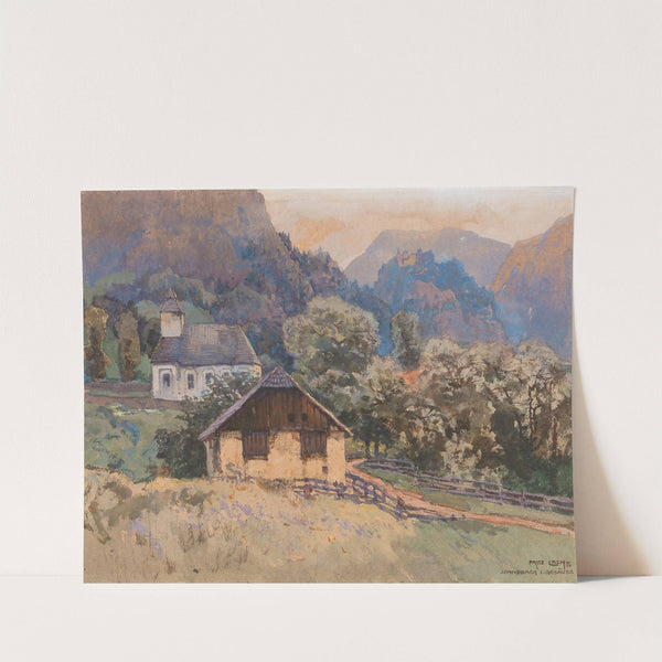 A small church and a shed in Johnsbach Gesäuse mountains by Fritz Lach