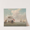 A Small Man-O&#039;war At Anchor With Cutters Under Sail by Charles Brooking
