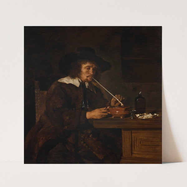 A smoker lighting his pipe by Gabriel Metsu