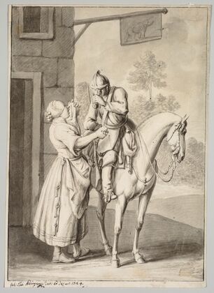 A Soldier in Armor in Front of a Tavern (1724)