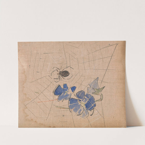 A Spider and Web with Blue Flowers by Joseph Crawhall