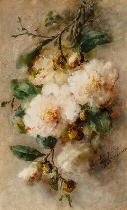 A spray of camellias hanging from a nail (circa 1892-96)