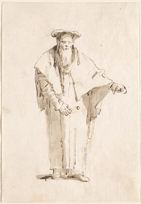A Standing Oriental Holding a Rod