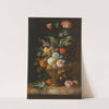 A Still Life Of Roses And Other Flowers In A Metal Vase On A Marble Ledge by Jakob Bogdány
