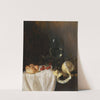 A Still Life With A Roemer, A Peeled Lemon, Cherries And A Bread Roll On A Partly-Draped Table by Gillis Gillisz. de Bergh