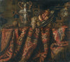 A Still Life With Pomegranates, And Grapes On A Table Draped With An Ornate Turkish Carpet And Assorted Orfèvrerie