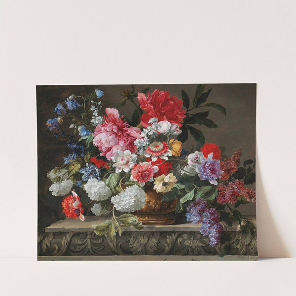 A still life with roses, tulips, anemones, sprigs of lilac, viburnums and shrubs by Nicolas Baudesson
