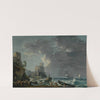 A storm off a rocky coast, with a shipwreck in the foreground and a fort on the rocky shoreline above  (1757) by Carlo Bonavia