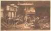 A tavern room with numerous guests