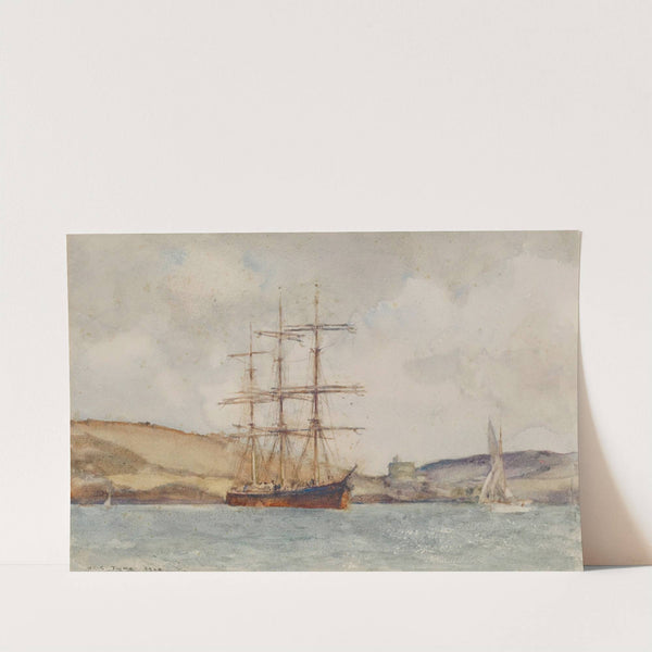 A Three-Master Lying Off St Catherine&#039;s Castle, Fowey by Henry Scott Tuke