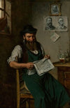 A tradesman reading a newspaper