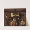 A tromp l&#8217;oeil with hunting and bird catching gear by Anthonie Leemans