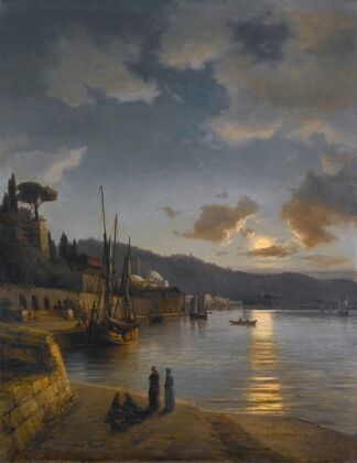 A Turkish Harbour By Moonlight (1864)