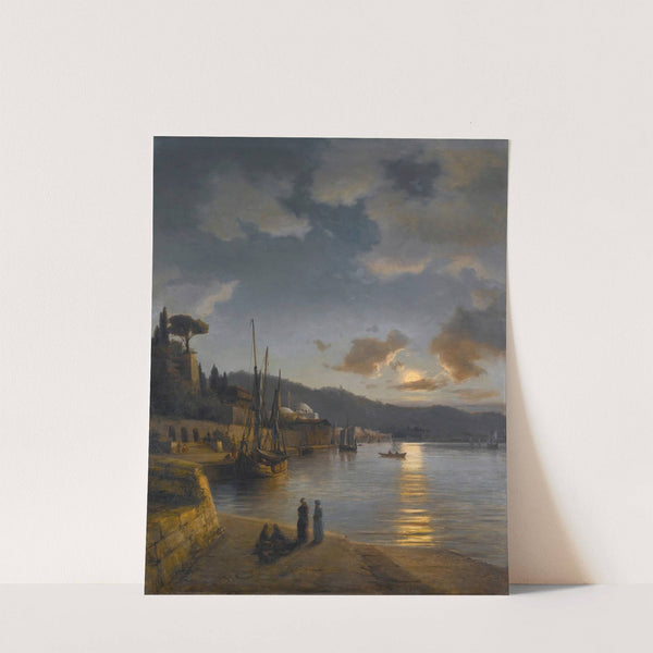 A Turkish Harbour By Moonlight (1864) by Anton Melbye