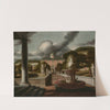 A view from a villa, with a woman seated at a fountain and an avenue of statues by Samuel van Hoogstraten